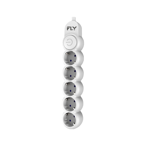 FLY 3394-01, 5 Soket, Akım Korumalı Priz, 2.1A, Anahtarlı, 2Mt Kablo, (Beyaz)