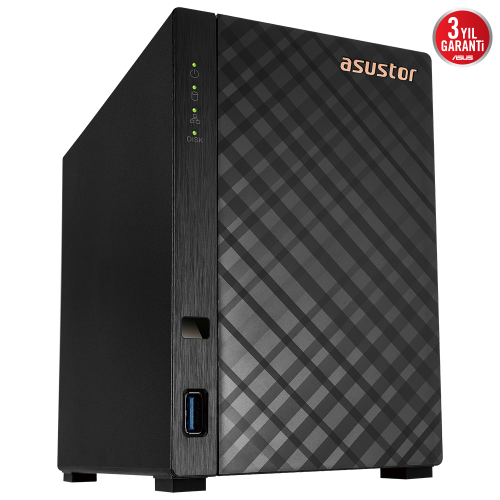 ASUSTOR AS1102TL, 1Gb DDR4 Ram, 2 Yuvalı (2x22TB Destek), 1x2.5GbE Network, USB 3.2, USB 2.0, Tower NAS (Yedekleme) Cihazı