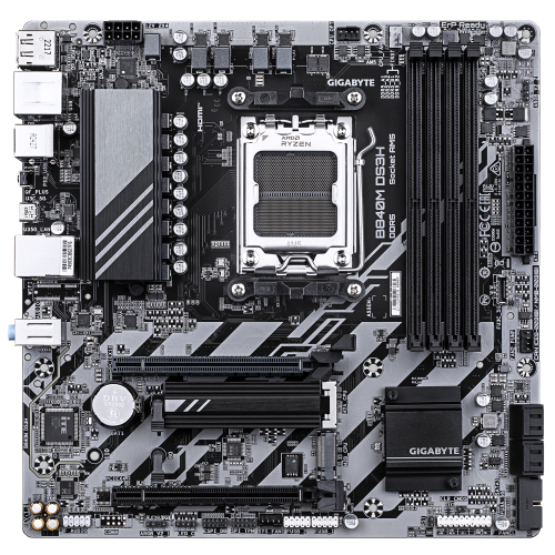 GIGABYTE B840M DS3H, 4xDDR5, 2xM.2, 2xDP, HDMI, Type-C, AM5 Soket GAMING Anakart