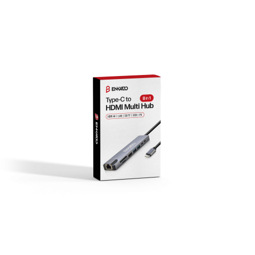 ENKADO EKD-TP42, Type-C to To HDMI, 2PD, 2 USB 2.0 HDMI 4K + SD/TF, Ethernet 100mbs Multi· Hub