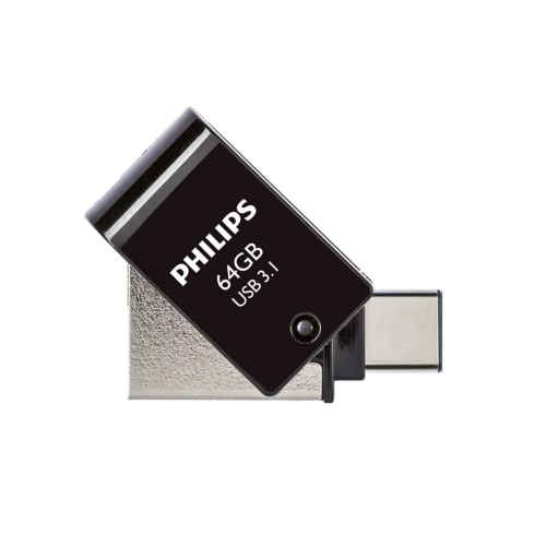PHILIPS FM64DC152B, 64GB, USB 3.1 ve Type-C, İkisi Bir Arada, Gece Siyahı, Flash Disk