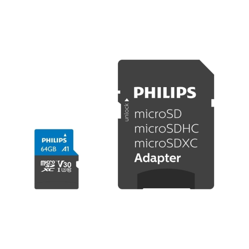 PHILIPS FM64MP65B, 64GB, SDXC, UHS-I, Class10, MicroSD Kart Bellek (SD Adaptörlü)