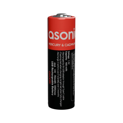 ASONIC PL400, AAA, Şarjlı Pil, 1.5Volt, 400mAh/750mwh, Type-C ile Kolay Şarj,  2 li Paket (USB To Type-C Kablo Hediye)