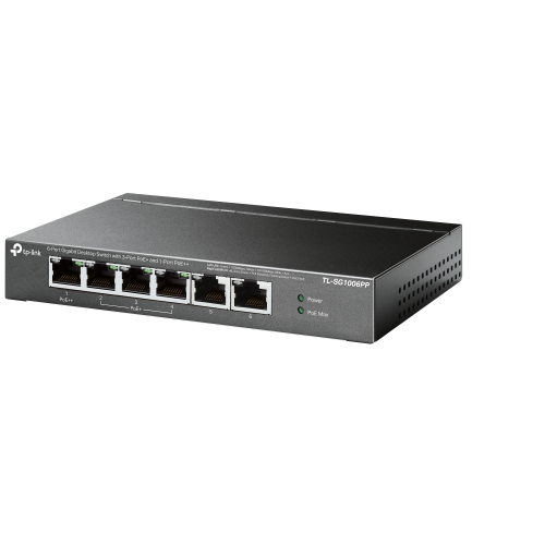 TP-LINK TL-SG1006PP, 6 Port, GigaBit, 4 Port PoE 64W, Yönetilemez, Metal Kasa, Masaüstü Switch