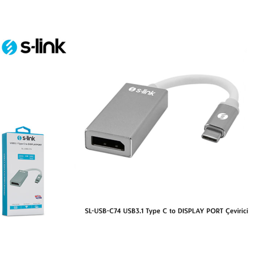 S-LINK SL-USB-C74, Type-C to DISPLAY PORT (DP) Metal, Çevirici
