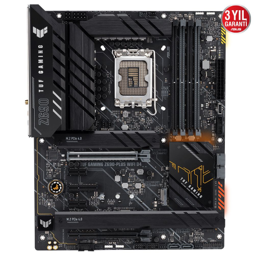 ASUS TUF GAMING Z690-PLUS WIFI D4, 4xDDR4, 4x M.2, HDMI, DP, 2xType-C, Wi-Fi 6, Bluetooth v5.2, 12.Nesil, LGA1700 Soket, ARGB Gaming Anakart