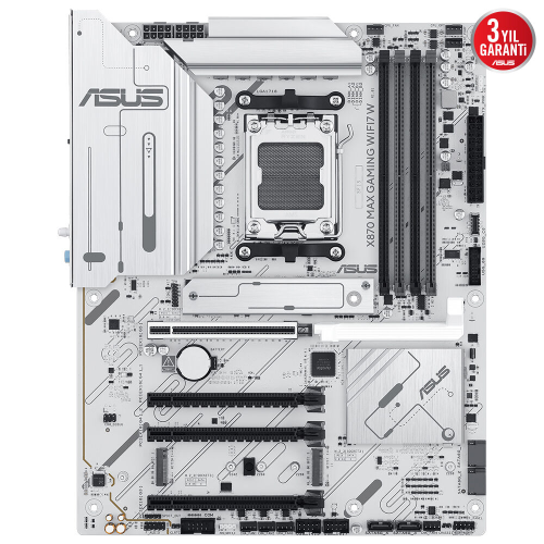 ASUS X870 MAX GAMING WIFI7 W, 4xDDR5, 3xM2, HDMI, DP, Type-C, Wi-Fi 7, Bluetooth v5.3, AM5 Soket GAMING Anakart