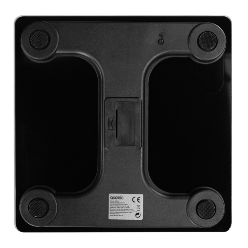 ASONIC BS260, Siyah, Bluetooth Destekli, Baskül. LCD Gösterge, 260x260mm, 180Kg a kadar ölçme.