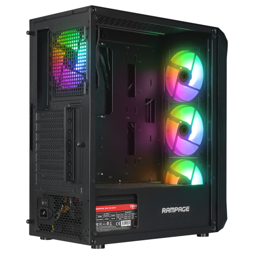 Rampage COMPACT, 750W 80+ Bronz, Mesh Panel, RGB, ATX GAMING KASA