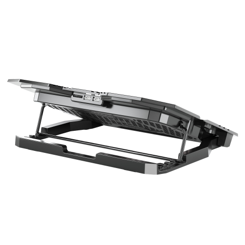 DEXIM DNA003, 5ad Fan, 10"-17" Notebook Soğutucu, 5 Kademeli Stand, 5 Farklı Program, Ayarlanabilir Hız, Mavi Ledli (Siyah)