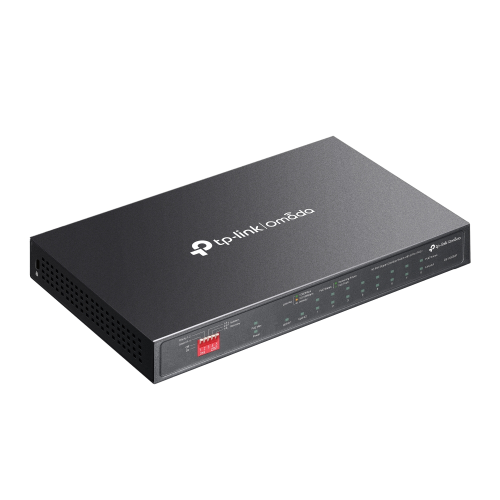 OMADA DS110GMP, 10 Port Gigabit,  8 Port Gigabit PoE+, 123W, 1 Port Combo Gigabit SFP, Yönetilemez, Metal Kasa Masaüstü Sessiz Switch