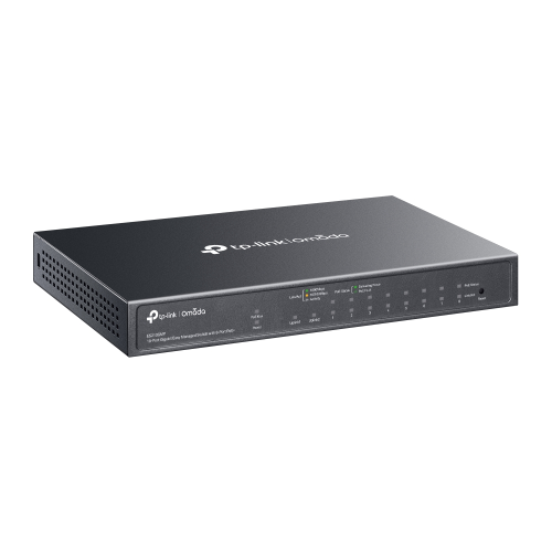 OMADA ES210GMP, 10 Port Gigabit, 8 Port PoE+, 1Port Gigabit Combo SFP, 123W, Yönetilebilir Metal Kasa Masaüstü/Vesa Switch