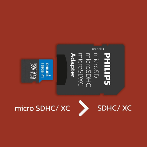 PHILIPS FM12MP65B, 128GB, SDXC, UHS-I, Class10, MicroSD Kart Bellek (SD Adaptörlü)