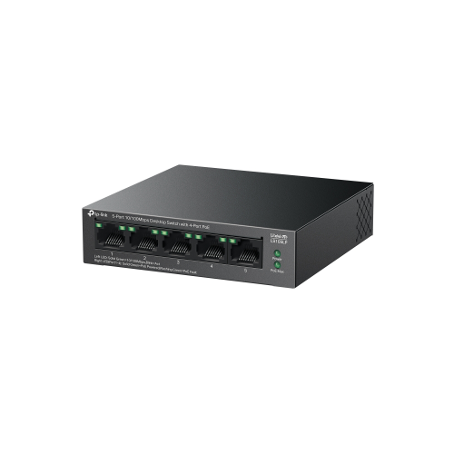 TP-LINK LS105LP, Green Tech, 5 Port, MegaBit, 4 Port PoE 41W, Metal Kasa, Yönetilemez, Masaüstü Switch