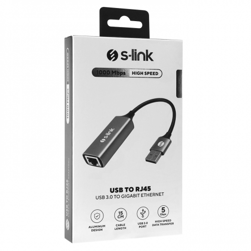 S-LINK SW-U334, GigaBit, USB3.0 to RJ45, Metal, Ethernet Kartı