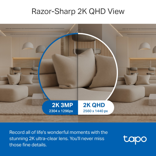 TP-LINK Tapo TC72 (C220), 2K QHD 4,0Mpix, İç Mekan WiFi, 9Mt. Gece Görüşü, 360 Dönüş, İki Yönlü Ses Güvenlik Yapay Zeka Destekli Kamera