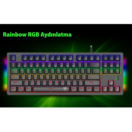 T-DAGGER BALI, T-TGK311, USB Kablolu, Türkçe Q,  Rainbow RGB, Mechanical, Blue Switch, Gaming Klavye (Powered By REDRAGON)