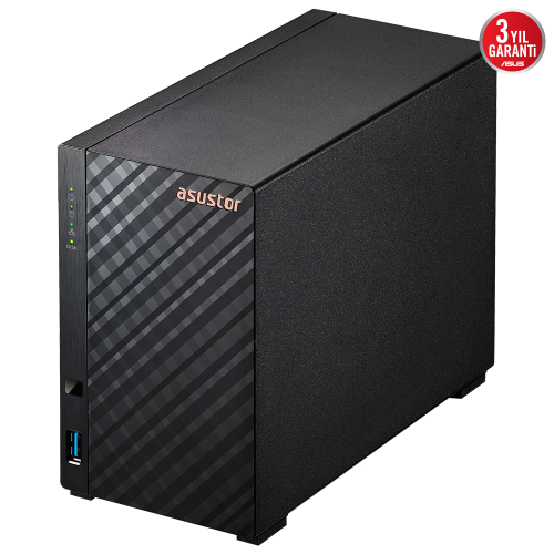 ASUSTOR AS1102TL, 1Gb DDR4 Ram, 2 Yuvalı (2x22TB Destek), 1x2.5GbE Network, USB 3.2, USB 2.0, Tower NAS (Yedekleme) Cihazı