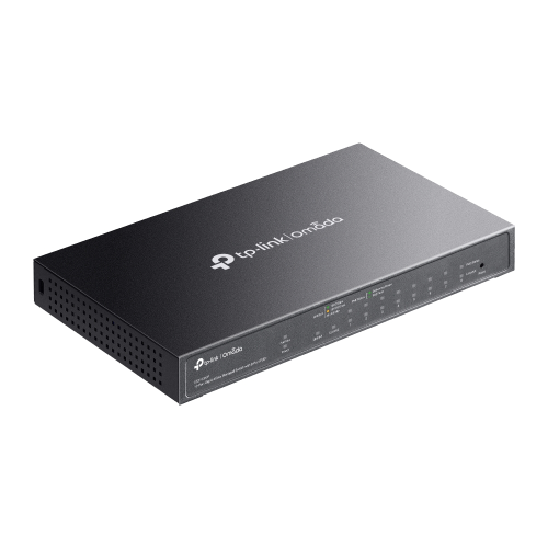 OMADA ES210GMP, 10 Port Gigabit, 8 Port PoE+, 1Port Gigabit Combo SFP, 123W, Yönetilebilir Metal Kasa Masaüstü/Vesa Switch