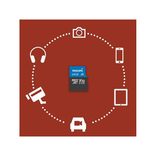 PHILIPS FM64MP65B, 64GB, SDXC, UHS-I, Class10, MicroSD Kart Bellek (SD Adaptörlü)