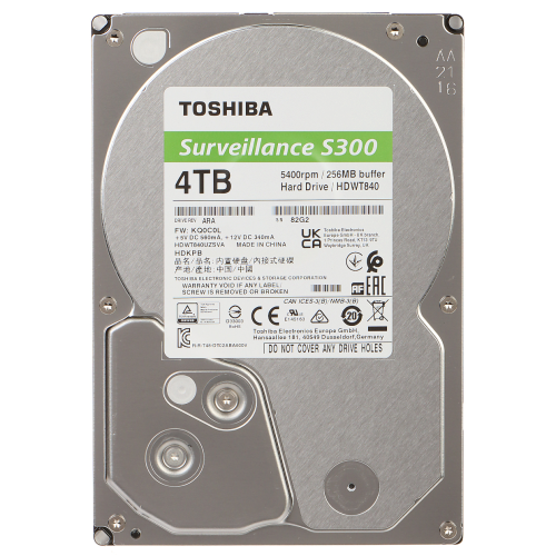 TOSHIBA S300, HDWT840UZSVA, 3.5", 4TB, 256Mb 5400 Rpm, 7/24 Güvenlik HDD