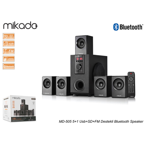 MIKADO MD-505, 70W, 5+1, Masaüstü, FM/BT/SD/USB, Siyah Kasa, Speaker