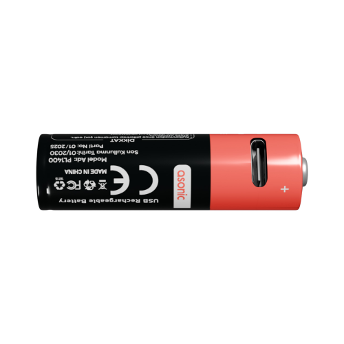 ASONIC PL1400, AA, Şarjlı Pil, 1.5Volt, 1400mAh/2600mwh, Type-C ile Kolay Şarj,  2 li Paket (USB To Type-C Kablo Hediye)