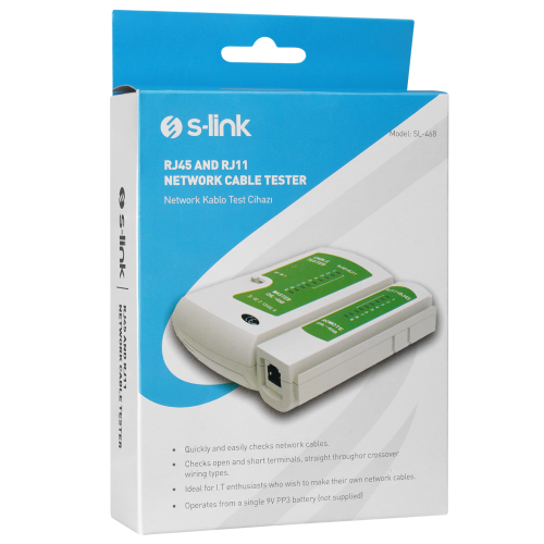 S-LINK SL-468, RJ45 ve RJ11 Tester, Kablo Test Cihazı