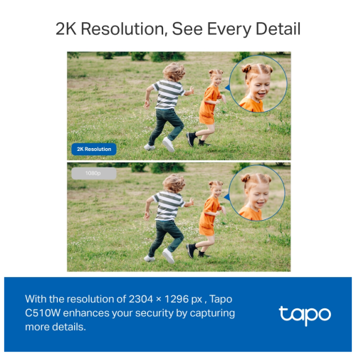 TP-LINK Tapo TC41 (C510W), 2K QHD, Yatay Dikey Dış Mekan, IP66, WiFi, Renkli Gece Görüşü, İki Yönlü Ses Güvenlik Kamerası