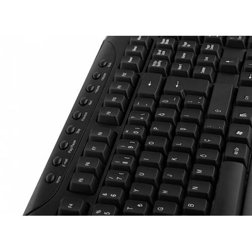 EVEREST UN-795, Siyah, Multimedya Türkçe Q, USB Kablolu, Klavye Mouse Set