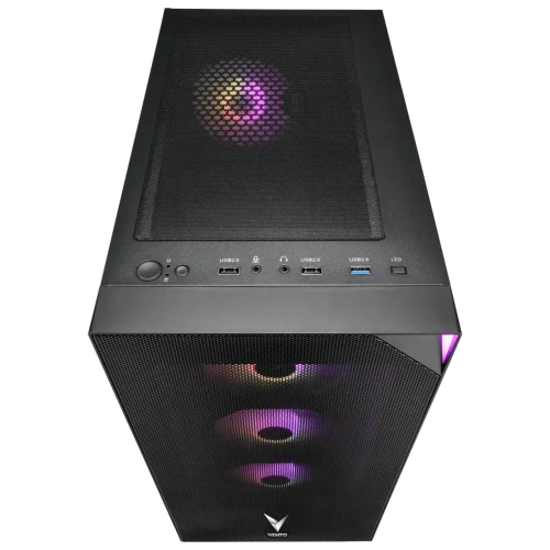 VENTO VG3400S Mid Tower, 650W 80+ Siyah, Temperli Cam, RGB, ATX GAMING KASA
