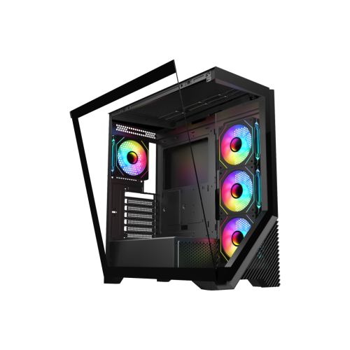 VENTO VG4202FL Mid Tower, 850W 80+ Siyah, Temperli Cam, RGB, ATX GAMING KASA