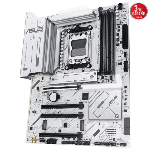 ASUS X870 MAX GAMING WIFI7 W, 4xDDR5, 3xM2, HDMI, DP, Type-C, Wi-Fi 7, Bluetooth v5.3, AM5 Soket GAMING Anakart