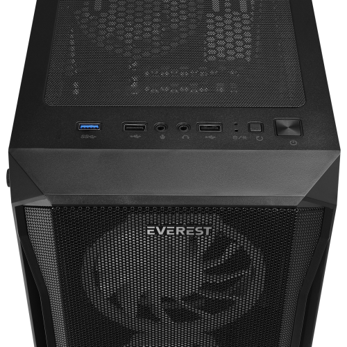 EVEREST X-RACER, Mesh, 600W (Peak), 4x12cm RGB Fan, Temperli Cam Yan Panel, ATX, GAMING KASA