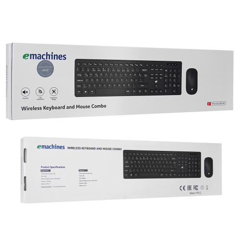 ACER eMachines, EAK920, Siyah, 2.4Ghz Kablosuz, Türkçe Q, Klavye Mouse Set