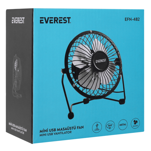 EVEREST EFN-482, Metal Kanat, Masaüstü, USB, Vantilatör