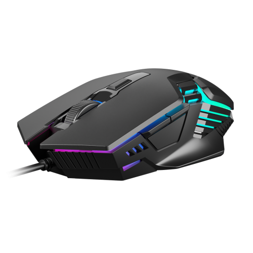 GAMDIAS AURA GS4, Çok Renkli Aydınlatma,  USB Kablolu, 6 Tuşlu, Gaming Mouse, 3.600 DPI, Siyah
