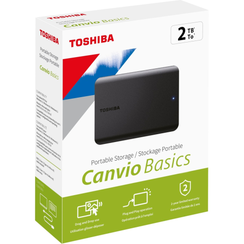 TOSHIBA HDTB520EK3AA, Canvio Ready, 2TB, 2.5" USB 3.2, Taşınabilir, Harici HDD, (Black)