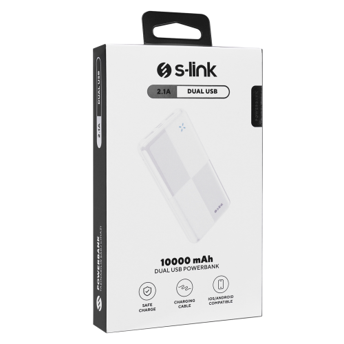 S-LINK IP-G12N, Beyaz, 10.000mAh, 2xUSB, 1xMicro USB, 1xType-C, 4 LED Göstergeli, PowerBank