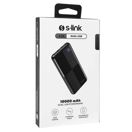 S-LINK IP-G12N, Siyah, 10.000mAh, 2xUSB, 1xMicro USB, 1xType-C, 4 LED Göstergeli, PowerBank