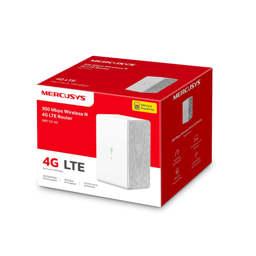 MERCUSYS MB110-4G, N300, 2Port, 300Mbps, Sim Kart Yuvalı, 4G-LTE, Router