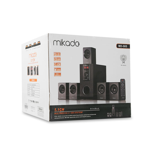 MIKADO MD-505, 70W, 5+1, Masaüstü, FM/BT/SD/USB, Siyah Kasa, Speaker
