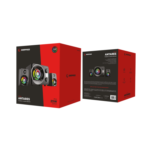 RAMPAGE RMS-G8,Antares, 25W, 2+1, Masaüstü, FM/BT/SD/USB, Rainbow Aydınlatma, Siyah Kasa, Speaker