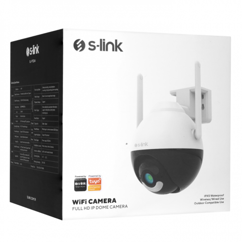 S-LINK SL-PTZ04, Akıllı Güvenlik Kamerası, WiFi, 4Mpix, 3.6mm Lens, 25m. Gece Görüşü, Hareket algılama, İki Yönlü Ses, Micro SD Kartlı, TUYA Yazılım