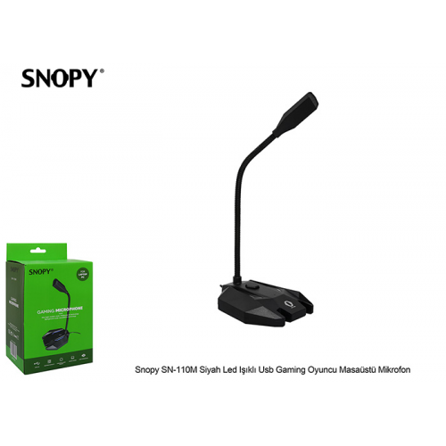 SNOPY SN-110M, Siyah, Led Işıklı, USB, GAMING, Masaüstü, Mikrofon