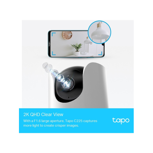 TP-LINK Tapo C225, 4,0Mpix, İç ve Dış Mekan, WiFi,  9Mt. Gece Görüşü, 360 Dönüş, Dikey ve Yatay Hareket, İki Yönlü Ses Güvenlik Yapay Zeka Destekli Kamera