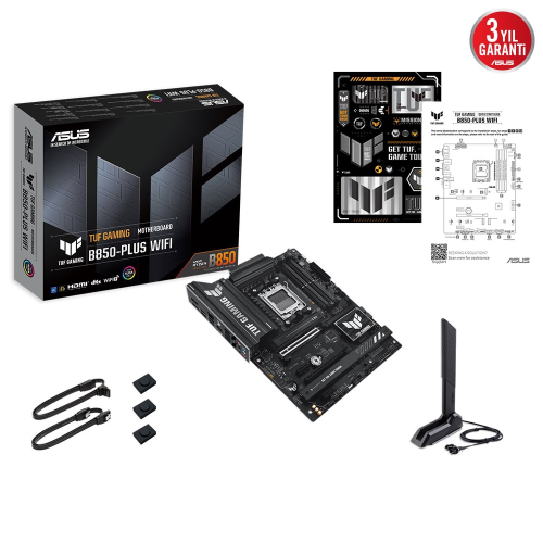 ASUS TUF GAMING B850-PLUS WIFI, 4xDDR5, 3x M.2, HDMI, DP, Type-C, Wi-Fi 7, Bluetooth v5.4, AM5 Soket GAMING Anakart