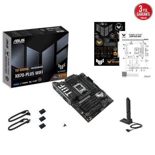 ASUS TUF GAMING X870-PLUS WIFI, 4xDDR5, 4xM.2, HDMI, DP, Type-C, Wi-Fi 7, Bluetooth v5.4, AM5 Soket GAMING Anakart