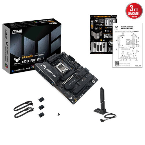 ASUS TUF GAMING X870E-PLUS WIFI7, 4xDDR5, 4xM.2, HDMI, 2xDP, Type-C, PCIe 5.0, 2xWi-Fi 7, Bluetooth v5.4, AM5 Soket GAMING Anakart