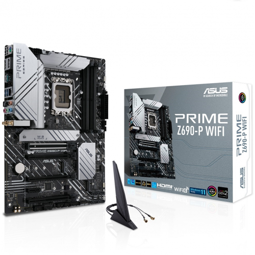 ASUS PRIME Z690-P WIFI, 4xDDR5, 3x M.2, HDMI, DP, Type-C, Wi-Fi 6, Bluetooth v5.2, 12.Nesil, LGA1700 Soket, ARGB Gaming Anakart